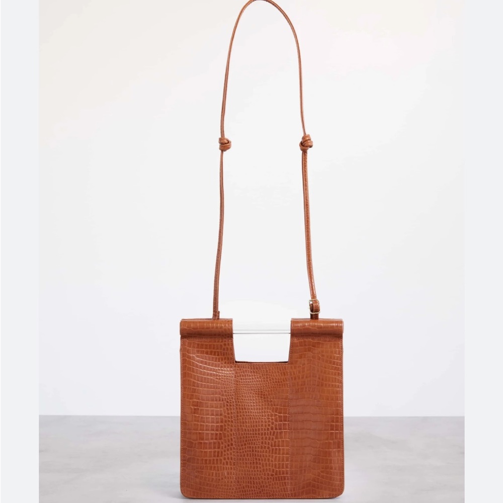 Beis Travel Crossbody in Cognac Croc
